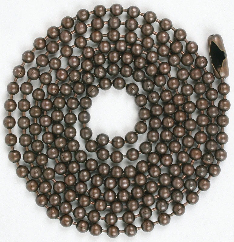 Beaded Lamp Chain with Connector, Size Number 6, Rustic Bronze Finish, 3 Feet Length