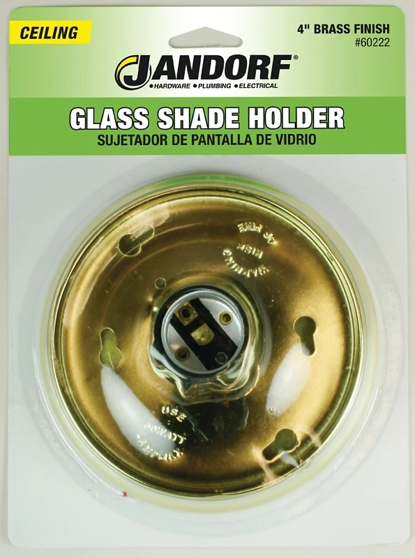 Lamp Glass Shade Holder, Brass Finish, 4-In.
