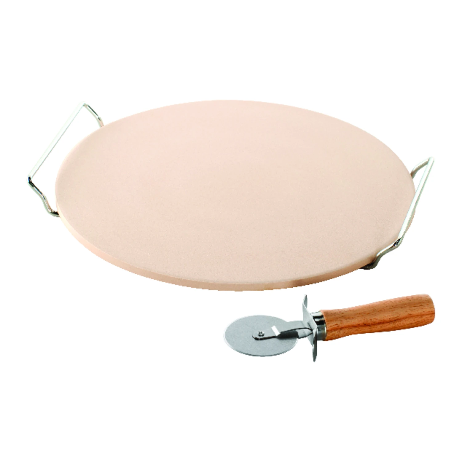 13 In. W X 13 In. L Pizza Stone Set With Rack And Cutter