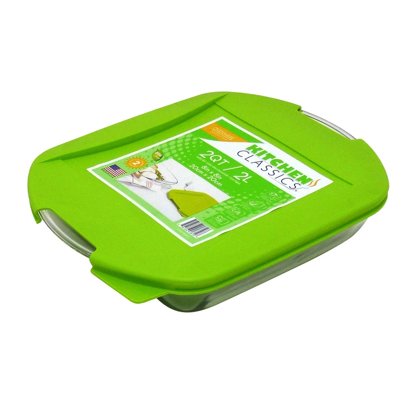 8 In. W X 8 In. L Tempered Glass Baking Dish With Lid