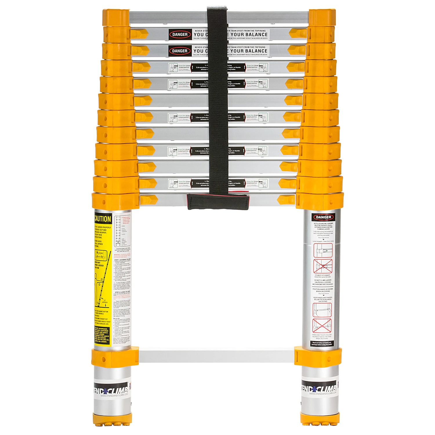 Home Series Telescoping Aluminum Ladder with 225 Pound Duty Rating, Adjustable from 2.5 Feet to 12.5 Feet