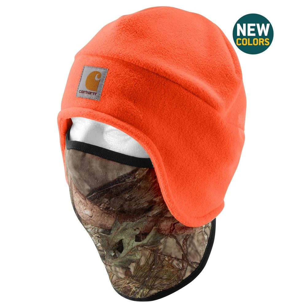 Men's Carhartt Ofa Hunter Orange/break-up Country Polyester Fleece 2 In 1 Headwear