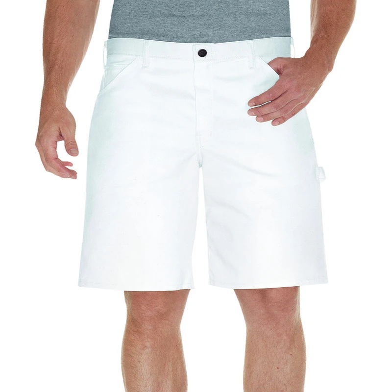 Men's Painter's Utility Shorts 34 In. White - Durable Cotton Drill Fabric