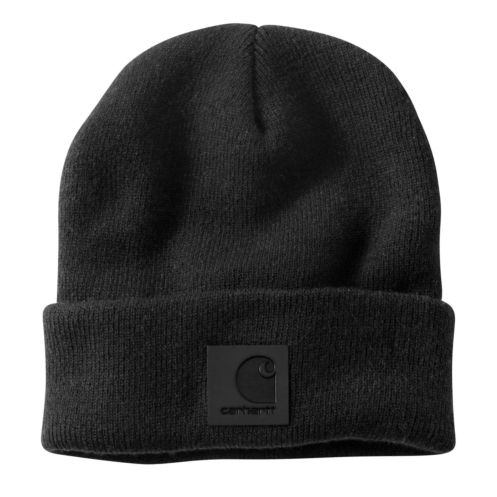 Men's Knit Beanie - 100% Acrylic, Stretchable Rib-knit Fabric, Black