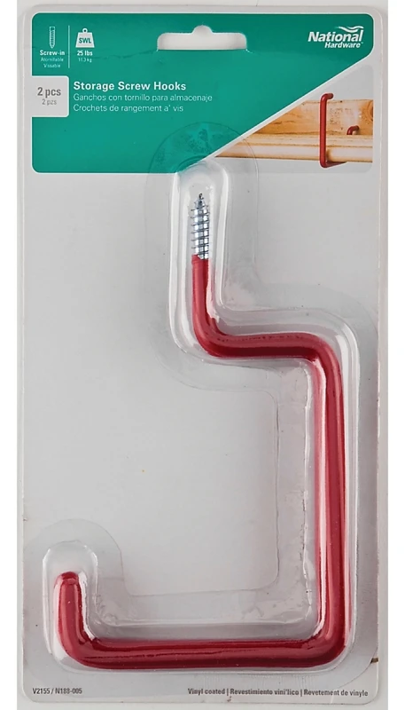 Storage Screw Hook, Vinyl-Coated, Large