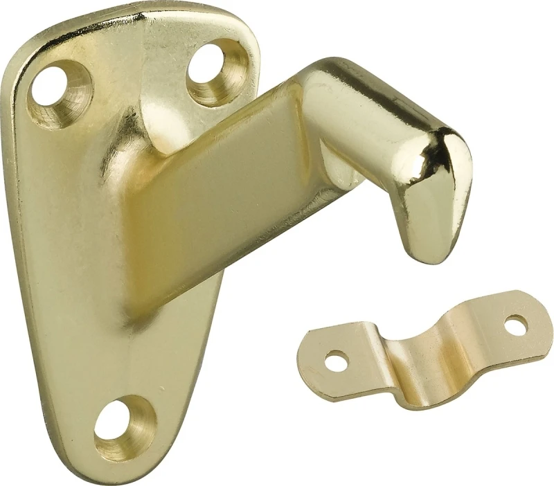 Polished Brass Handrail Bracket With Steel Strap, 3-5/16 In. Length