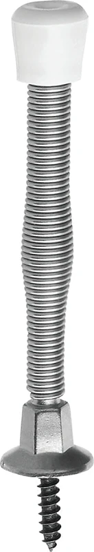 1410 Satin Nickel Spring Door Stop, 3 In. Projection, Easy Install