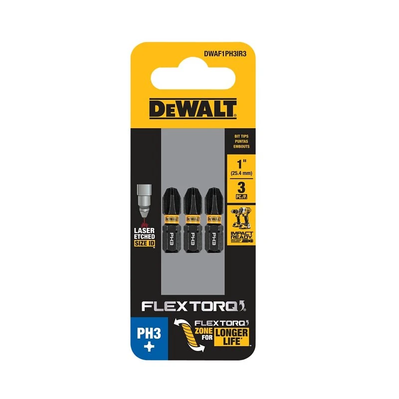 FlexTorq PH3 Phillips Impact Driver Bits, 1/4 x 1 In, 3-Pk.