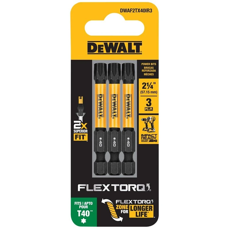 FlexTorq T40 Torx Impact Driver Bits, 1/4 x 2-1/4 In., 3-Pk.