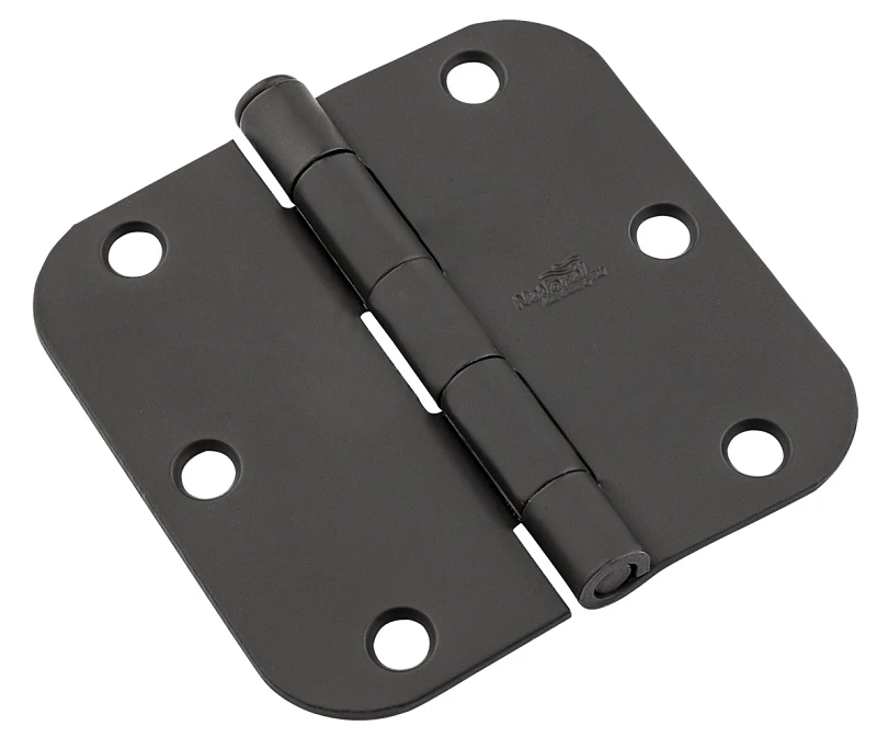 Black Steel Door Hinge, 3.5 In., Removable Pin, 5 Knuckle Design