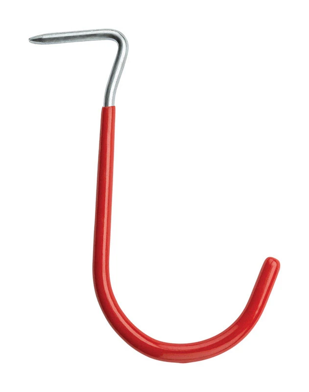 Curved Drive Hook, Red Vinyl-Coated Steel