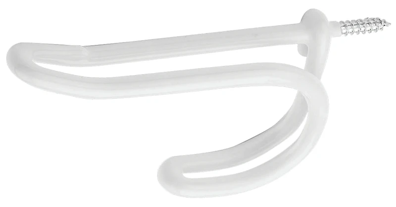 Hat & Coat Hook, Screw-In, White Vinyl-Coated Wire, 2-Pk.