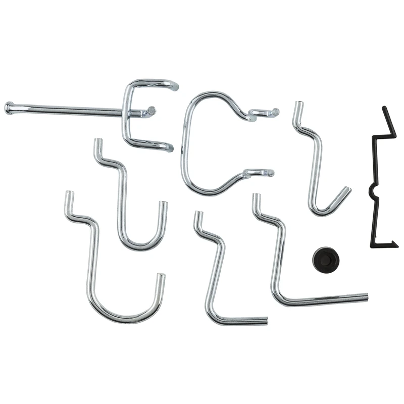 Zinc Plated Steel Lock Peg Hooks Assortment Kit 32 Pieces