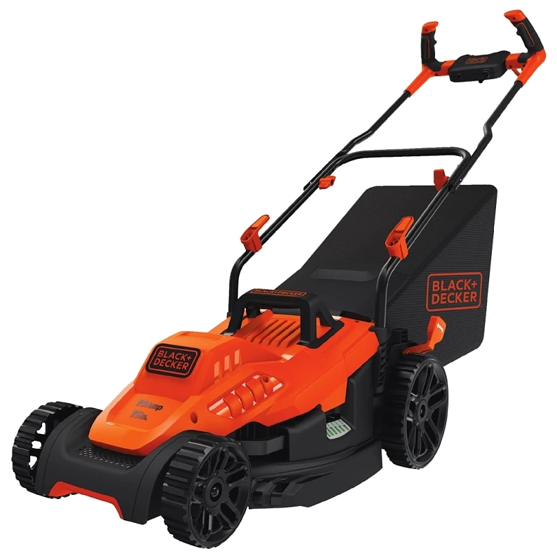 Electric Corded Lawn Mower with Bike Handle and 15 Inch Steel Cutting Deck