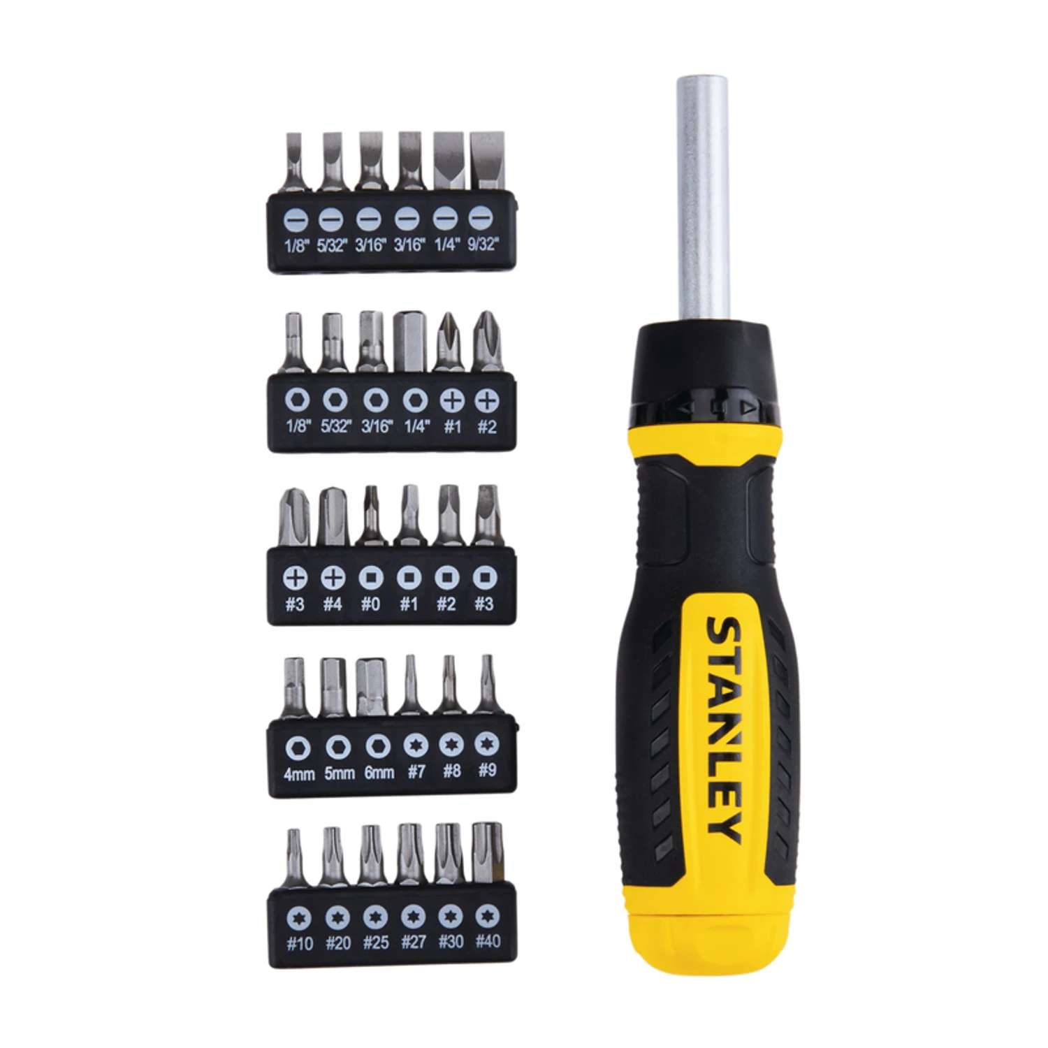 Thirty-Piece Multi-Bit Ratcheting Screwdriver Set with Various Bit Types and Sizes