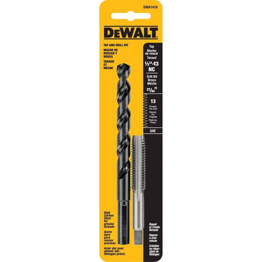 1/2 Inch-13 National Coarse Thread Tap Set with 27/64 Inch Drill Bit