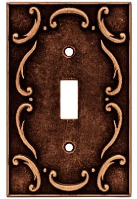 Liberty Hardware W10370-CPS-U Sponged Copper French Lace 1 Gang Toggle Wall Plate