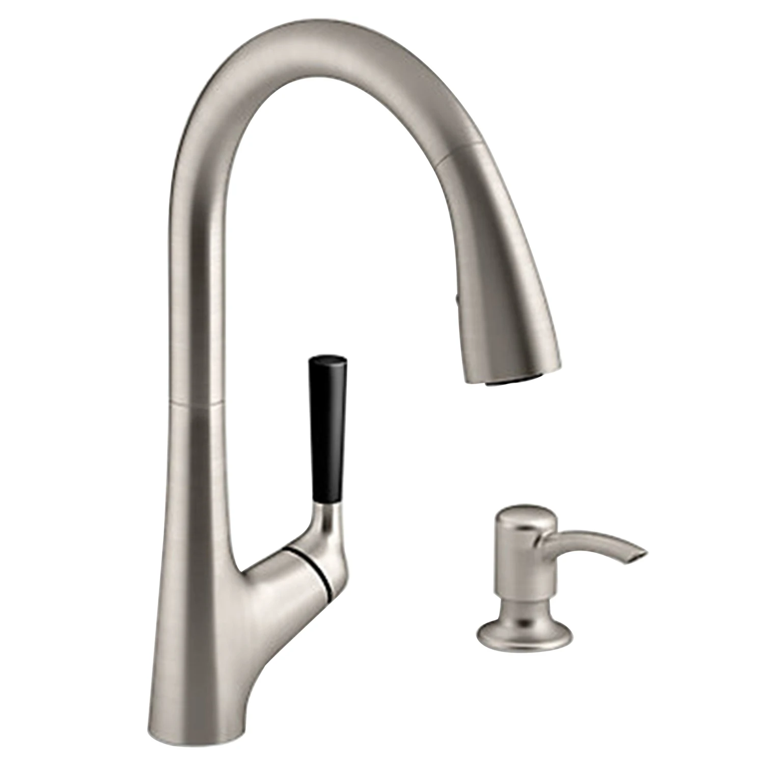 Malleco Single-Handle Kitchen Faucet with Pull-Down Spray and Soap Lotion Dispenser in Stainless Steel Finish