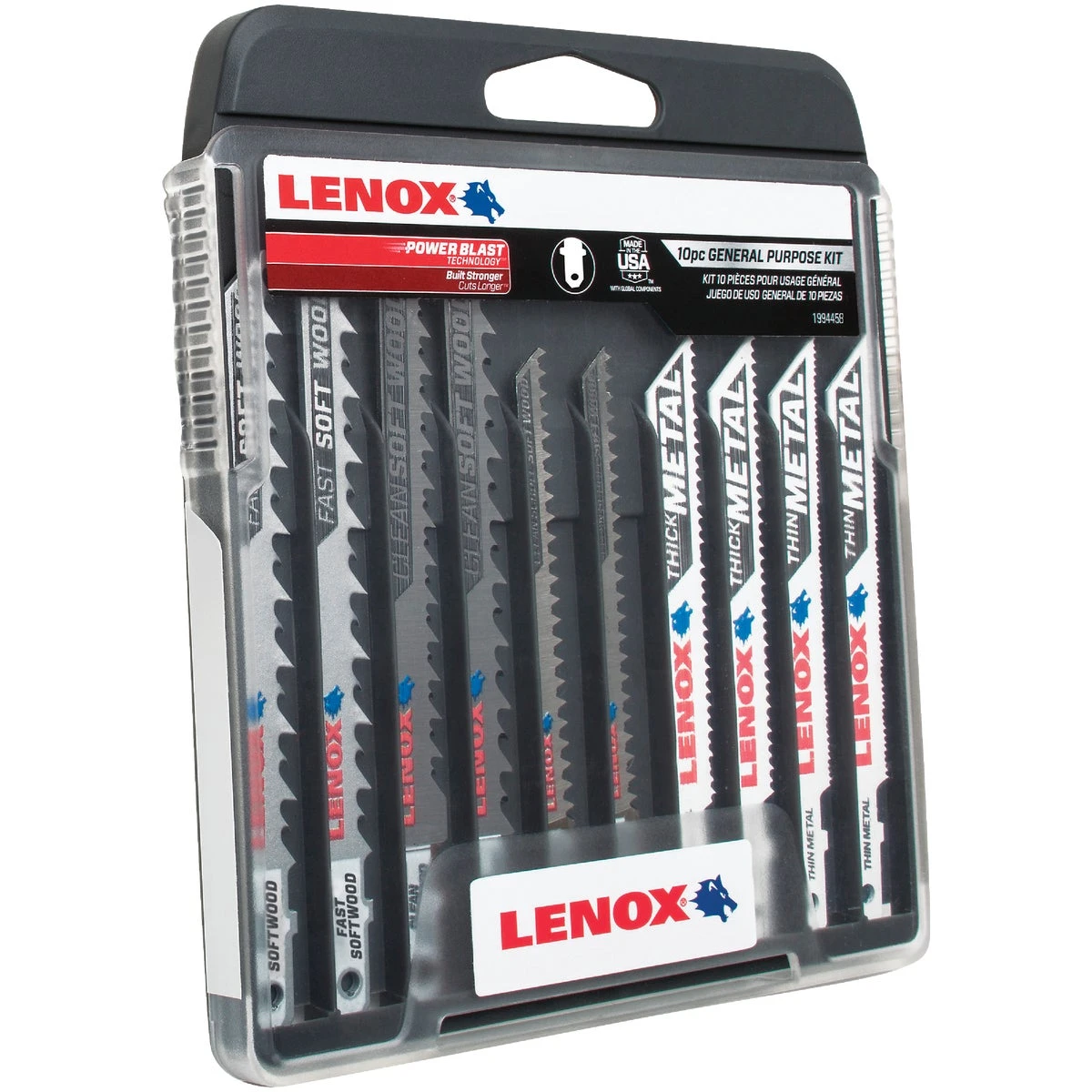 10-piece T-shank General Purpose Jig Saw Blade Assortment With Storage Case