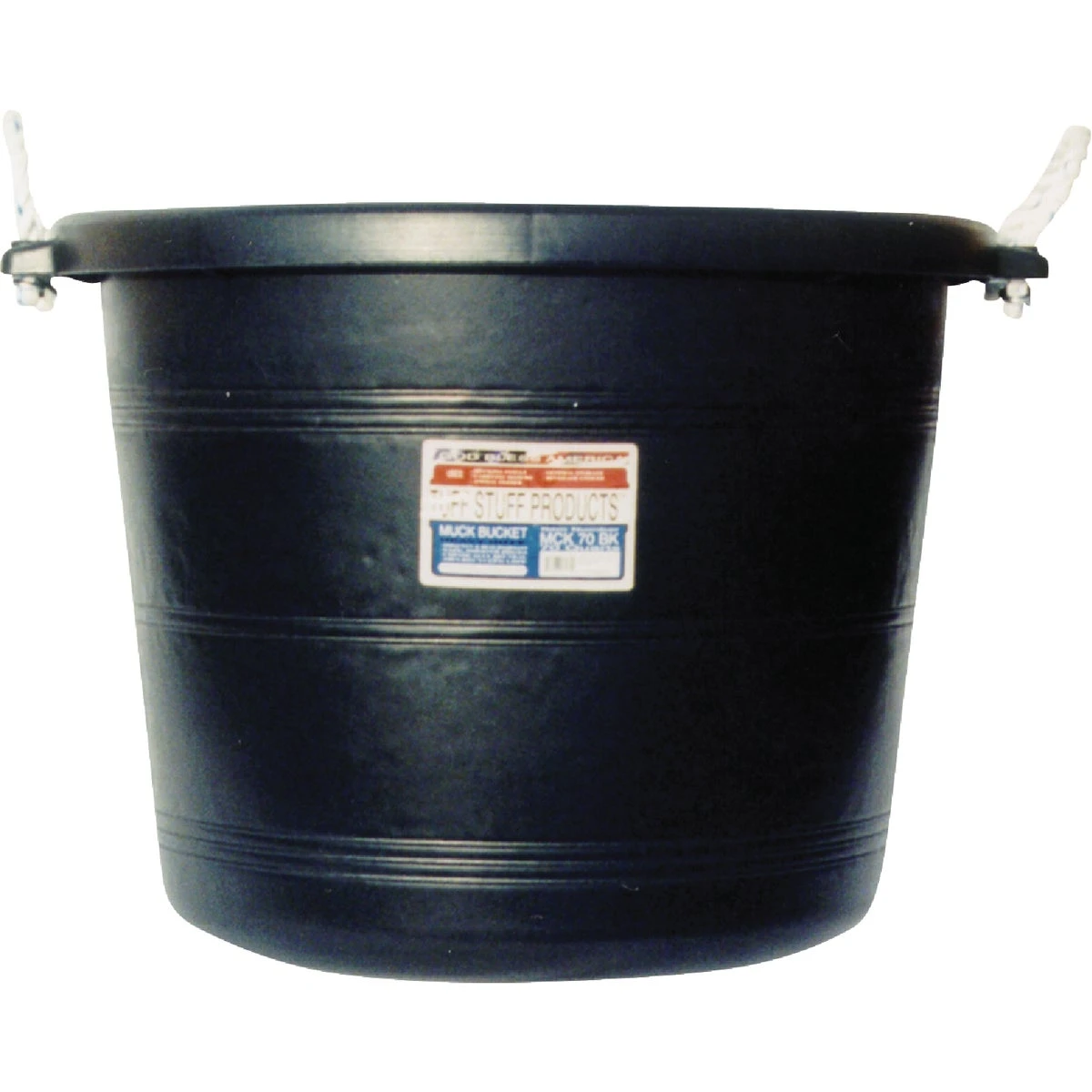 70 Quart Black Muck Bucket With Rope Handles - Model Mck70bk