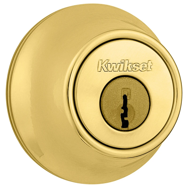 Polished Brass Double Cylinder Deadbolt With Adjustable Latch And Grade 3 Security