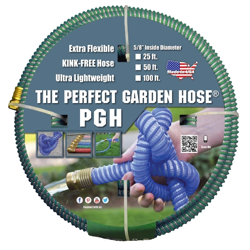 All-Weather Garden Hose, Kink Proof, Flexible, Ultra Lightweight, Green, Five Eighths Inch by Fifty Feet