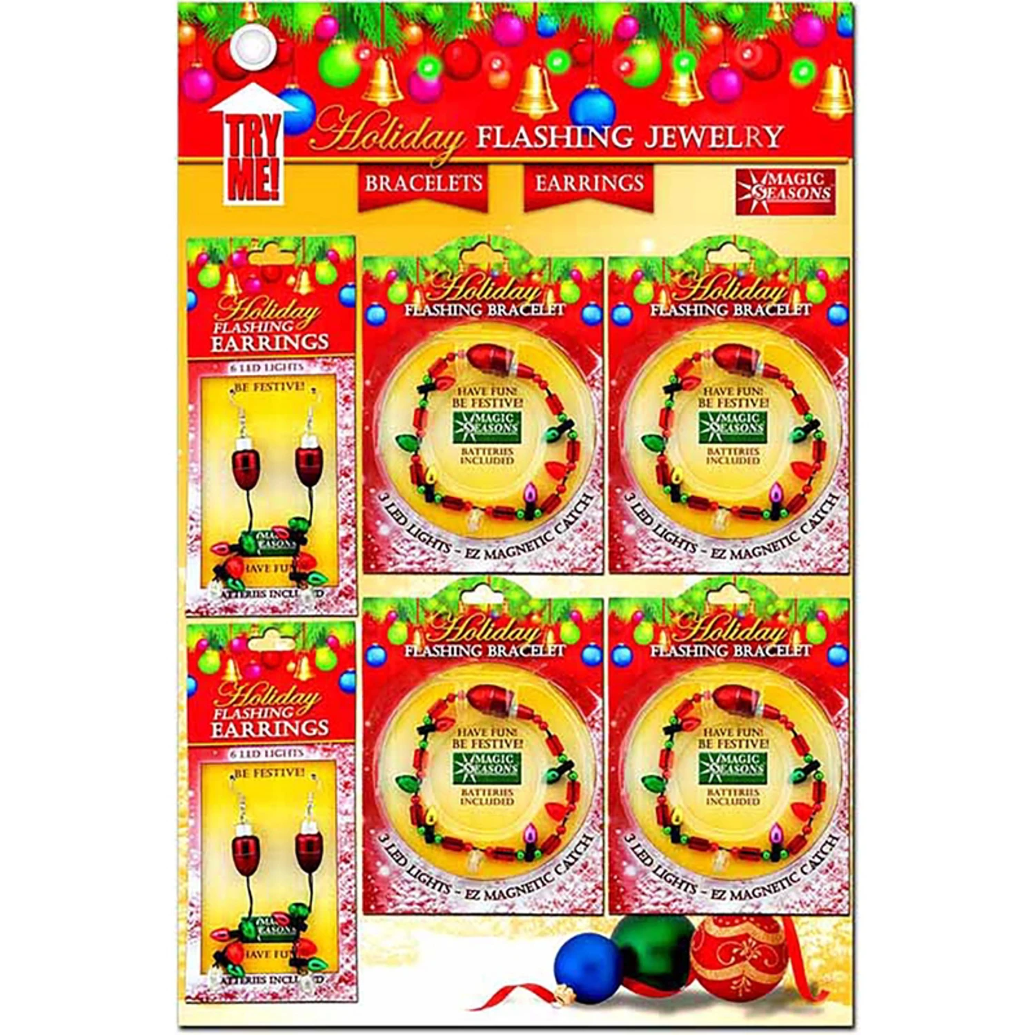 Magic Seasons Led Flashing Christmas Bracelet And Earrings Set With 9 Led Lights
