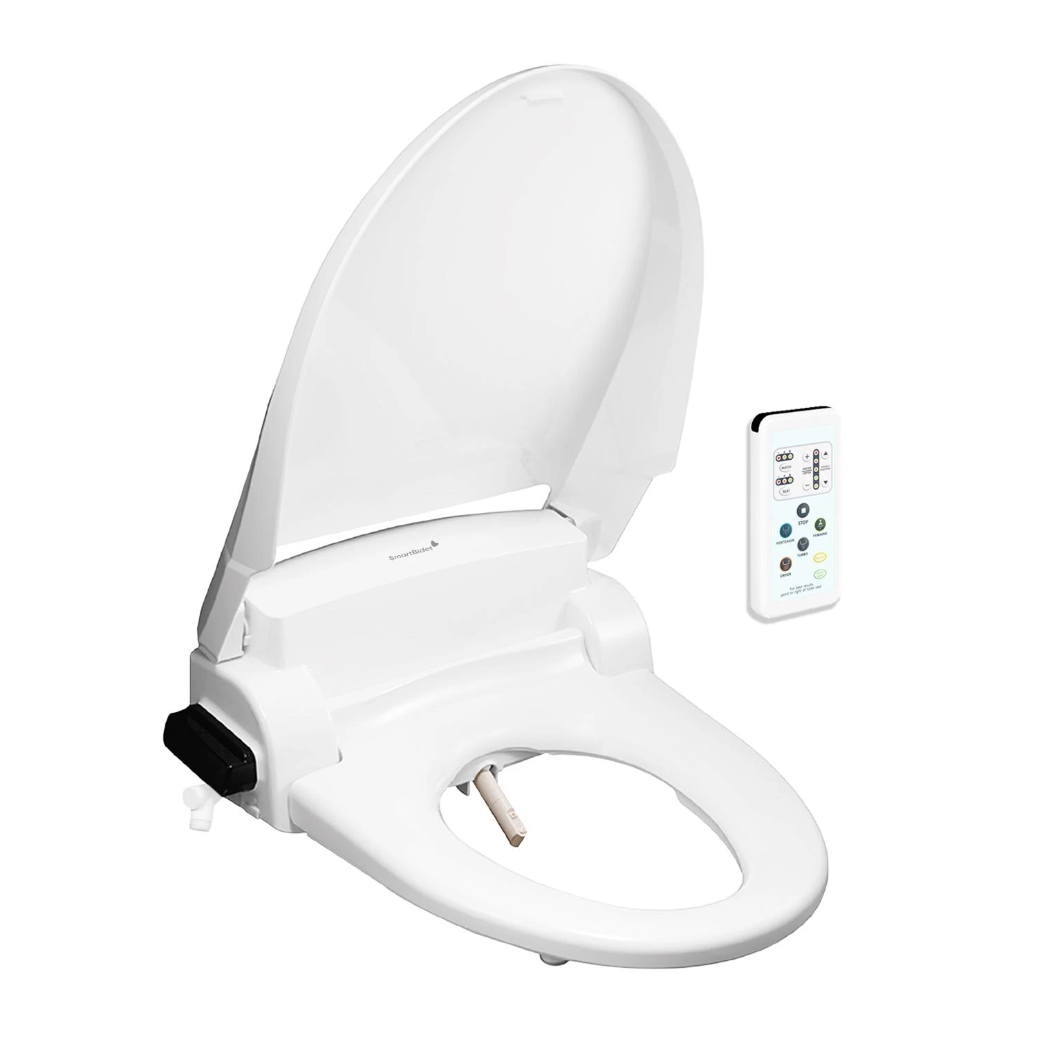 Electric Bidet Toilet Seat with Remote Control, Elongated Shape, White Finish