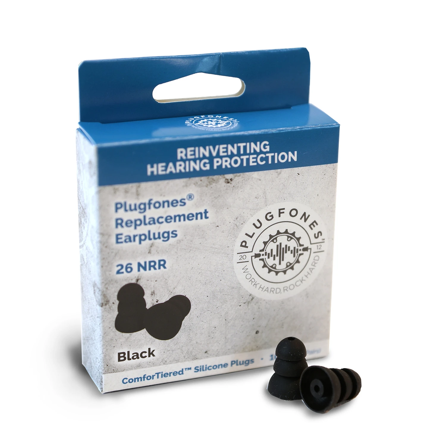 Comfortiered 27 Db Silicone Replacement Ear Plugs Black 5 Pair