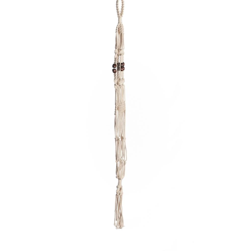 42 Inch Brown Beaded Cotton Woven Plant Hanger For Indoor/outdoor Use