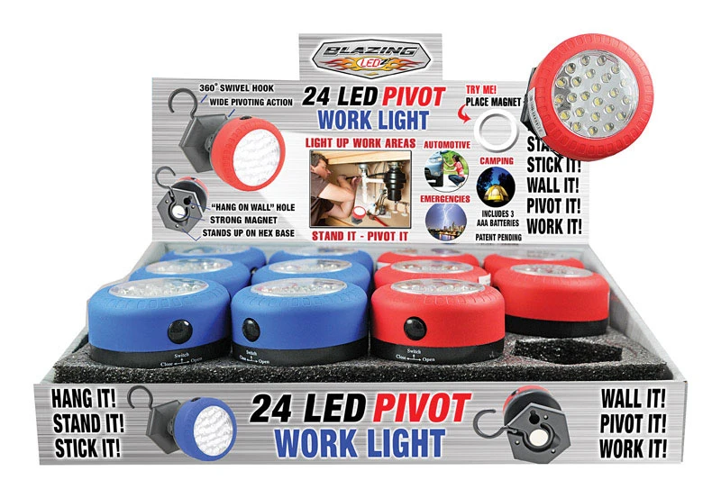 Pivot Work Light with 24 Light Emitting Diodes and Included Batteries