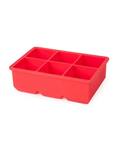 Red Silicone Ice Cube Tray, 6-cube Flexible Design, Bpa Free, Dishwasher Safe