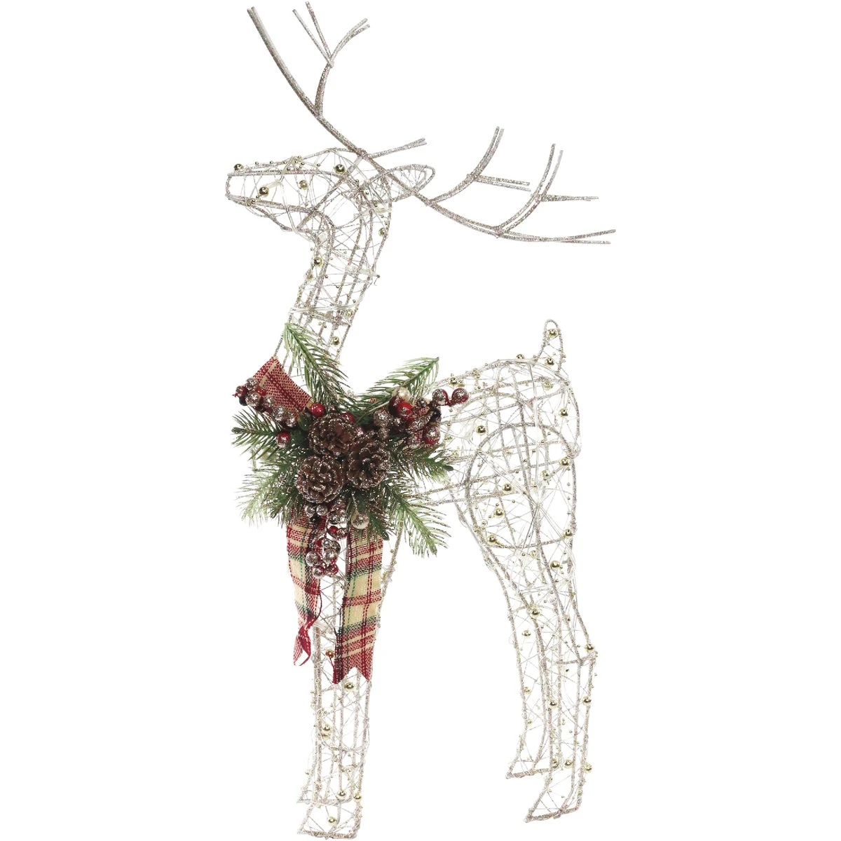 24 In. Warm White Led Gold Wire Standing Christmas Reindeer Decoration