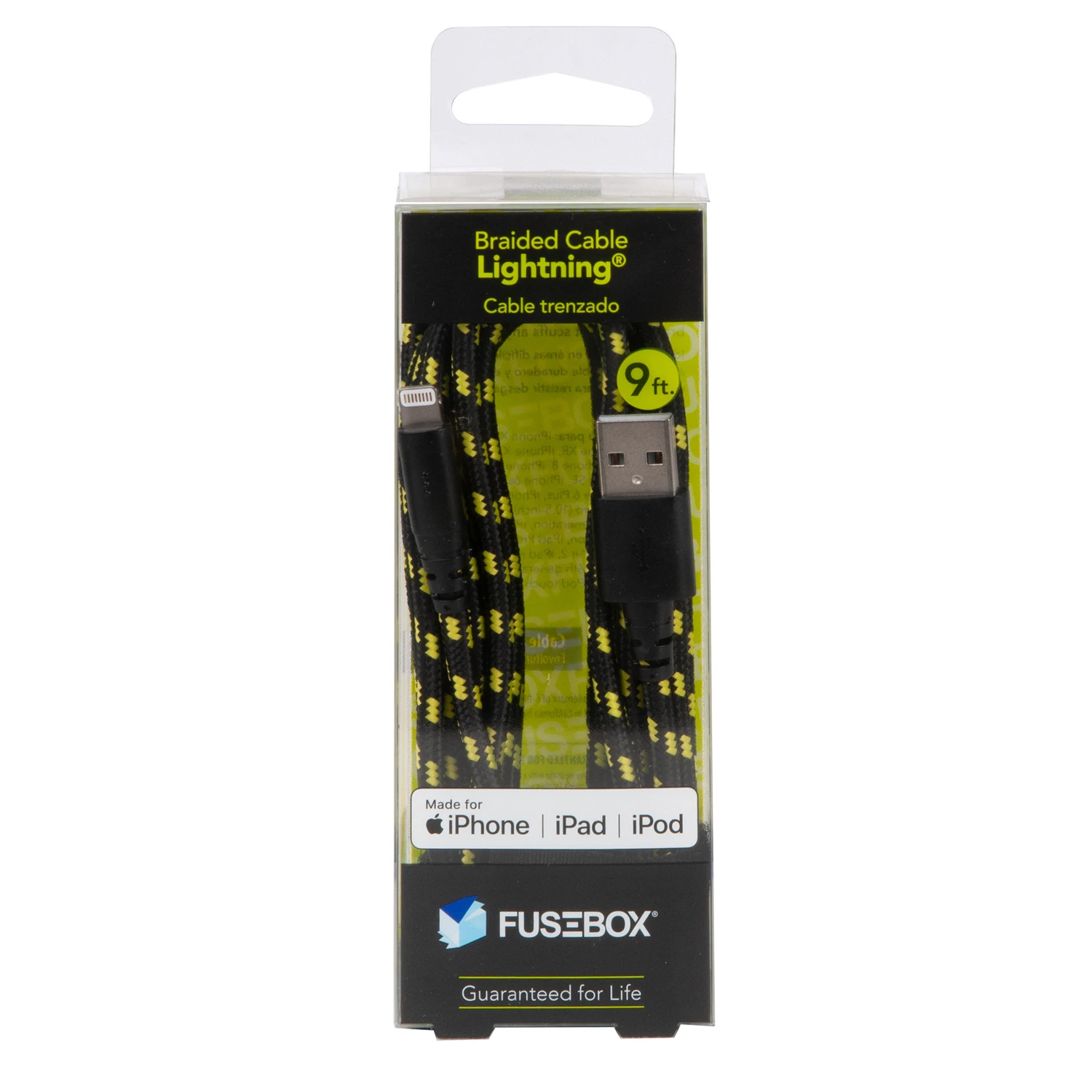 9 Ft. Lightning To Usb Braided Charging Cable - Black