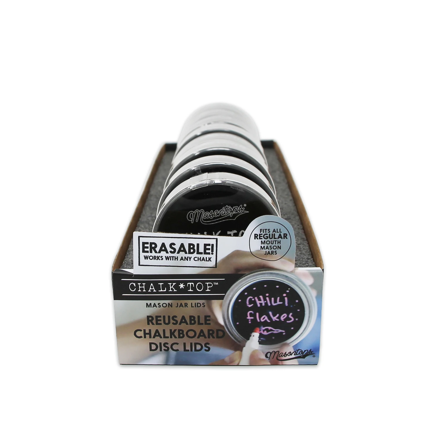 Chalk Tops Blackboard Labelling Lids, Regular Mouth Canning Jars, 8-Pk.