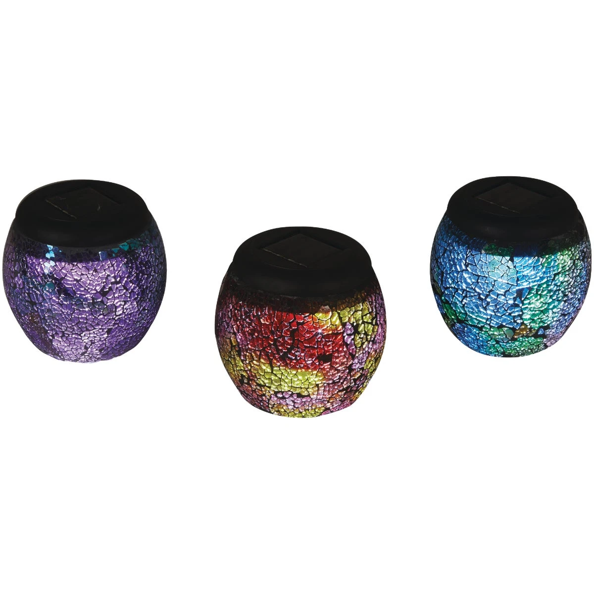 Slc106a-12 Solar Mosaic Led Jar Lanterns, 5 In. W X 5 In. H, 12 Pack