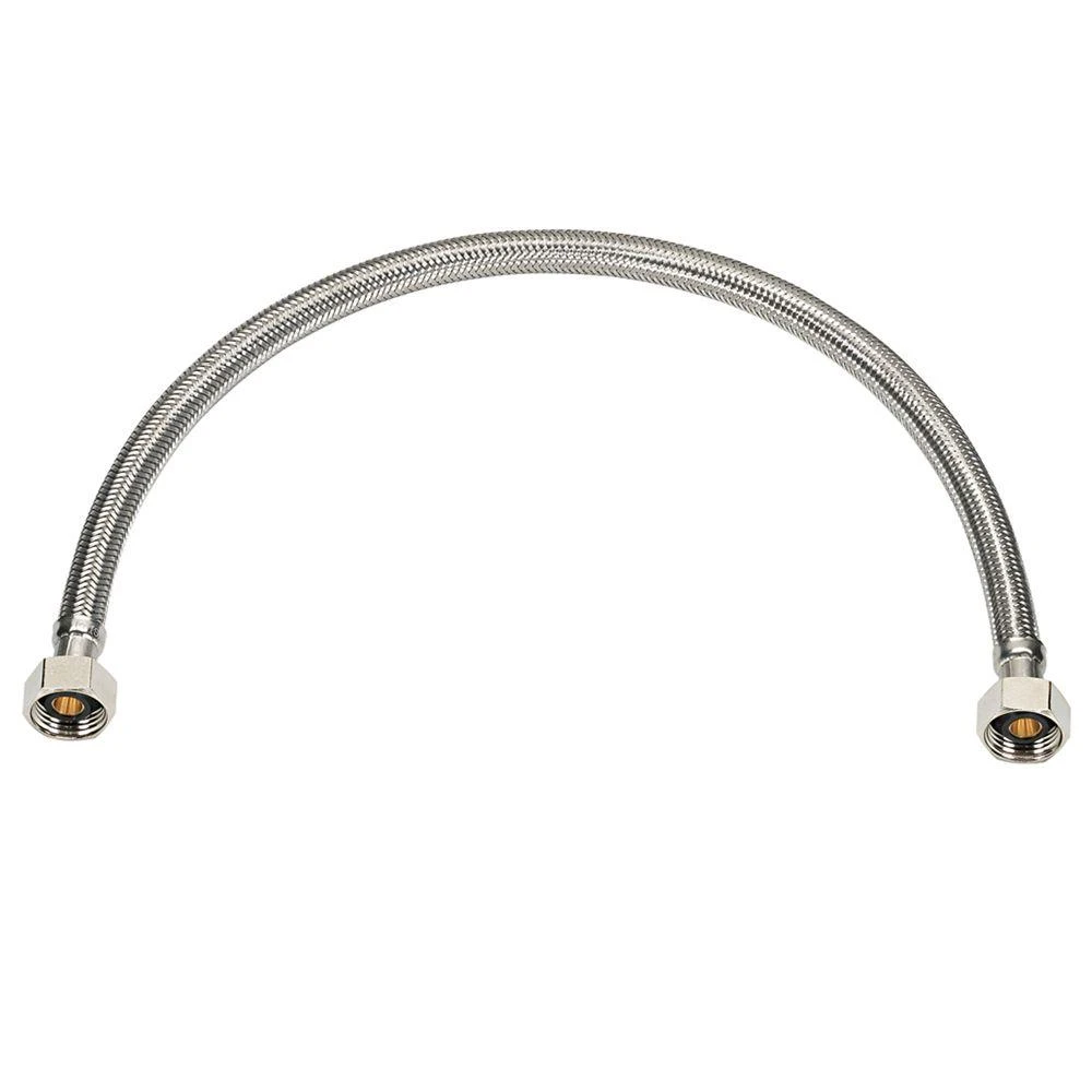 Stainless Steel Faucet Connector, 1/2 Inch Female Iron Pipe by 1/2 Inch Female Iron Pipe, 16 Inch Length