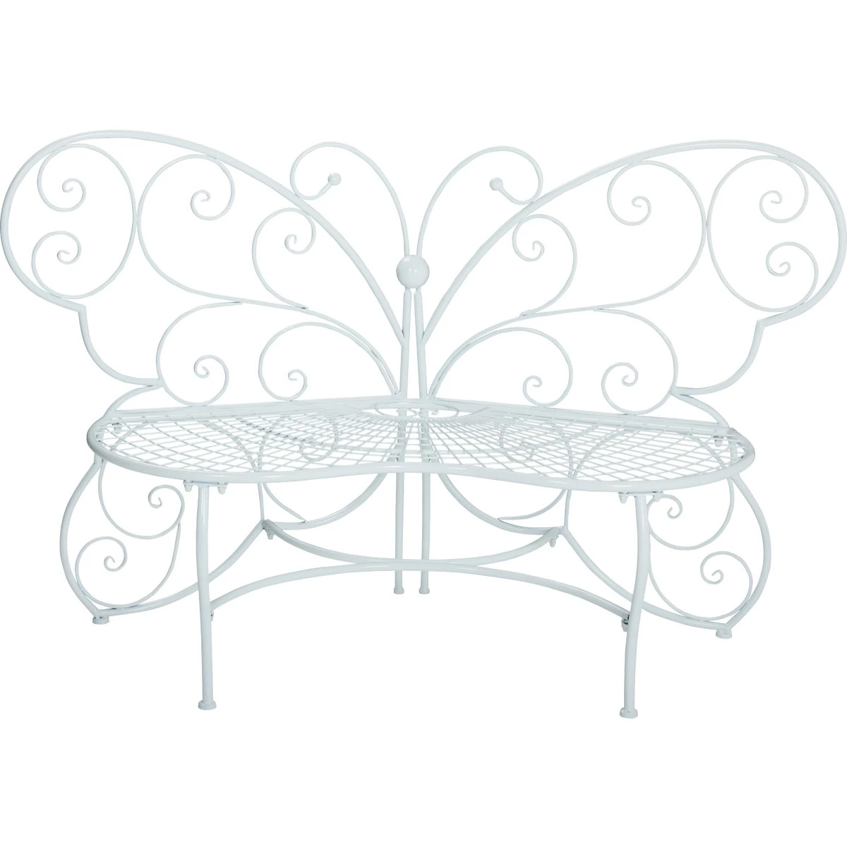62 In. L White Metal Butterfly Bench For Indoor/outdoor Use