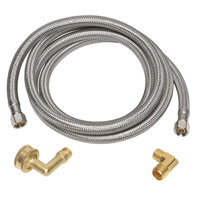 Stainless Steel Dishwasher Connector Hose, 3/8 Inch by 3/8 Inch by 48 Inch Length