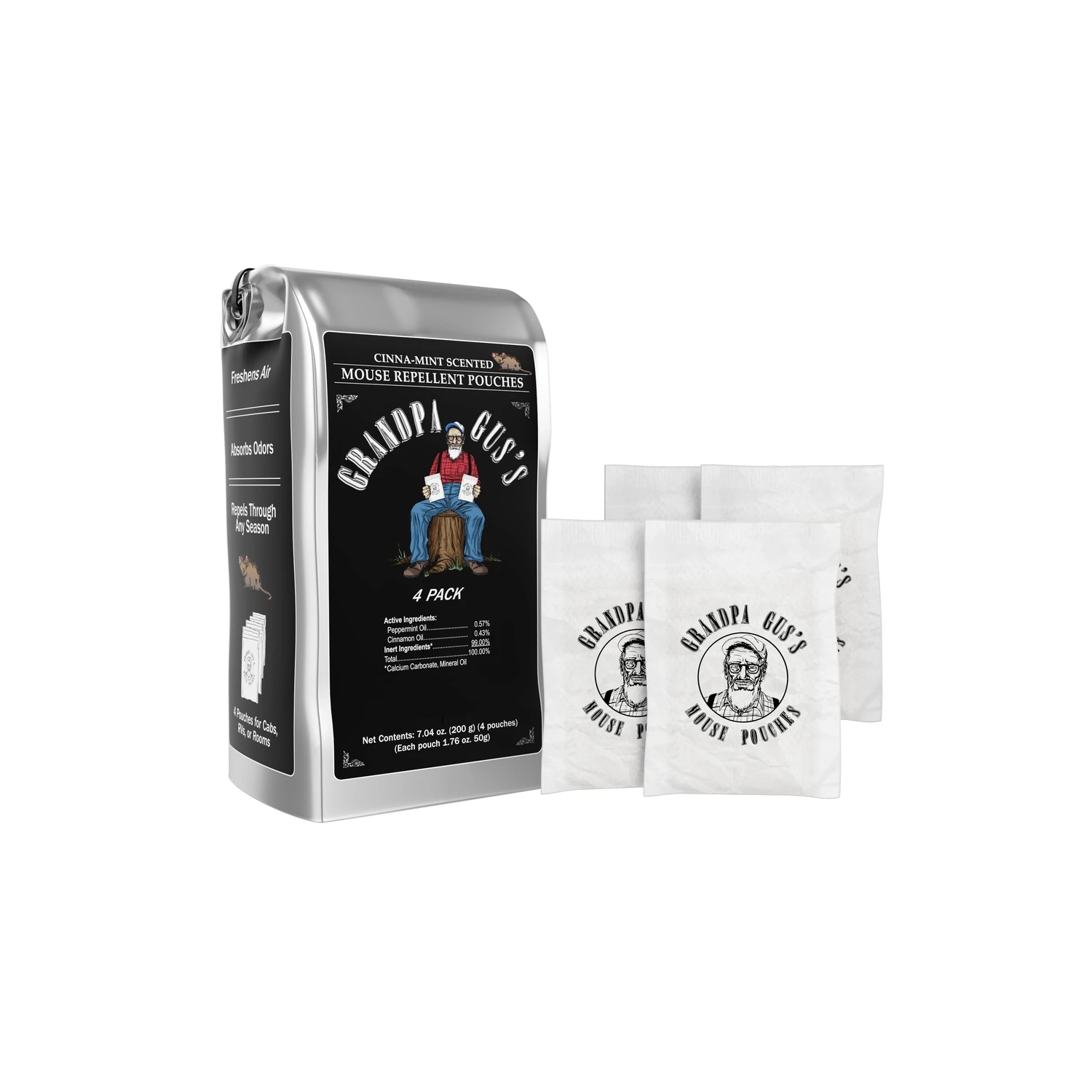 Grandpa Gus's Animal Repellent Scent Pouch For Mice 4 pk