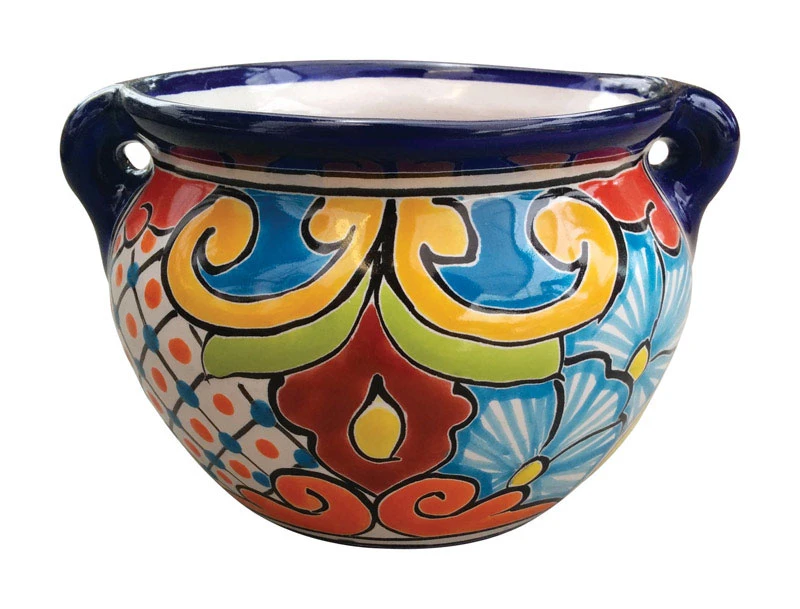 Michoacana Double-Fired Hand-Painted Ceramic Planter 6 Inch