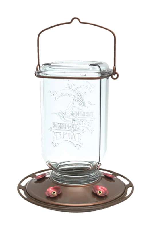 Hummingbird Feeder with Clear 25 Ounce Mason Jar Container
