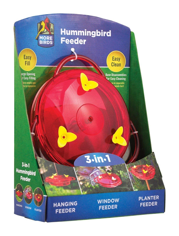 Hummingbird Plastic Nectar Feeder With 3 Ports And 6 Ounce Capacity