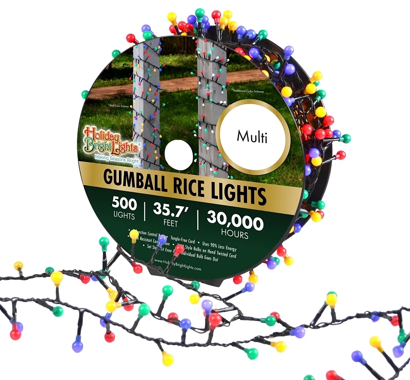 Led Gumball Cluster Rice Lights, 35.5-ft., Multi-color, 500 Count With Controller