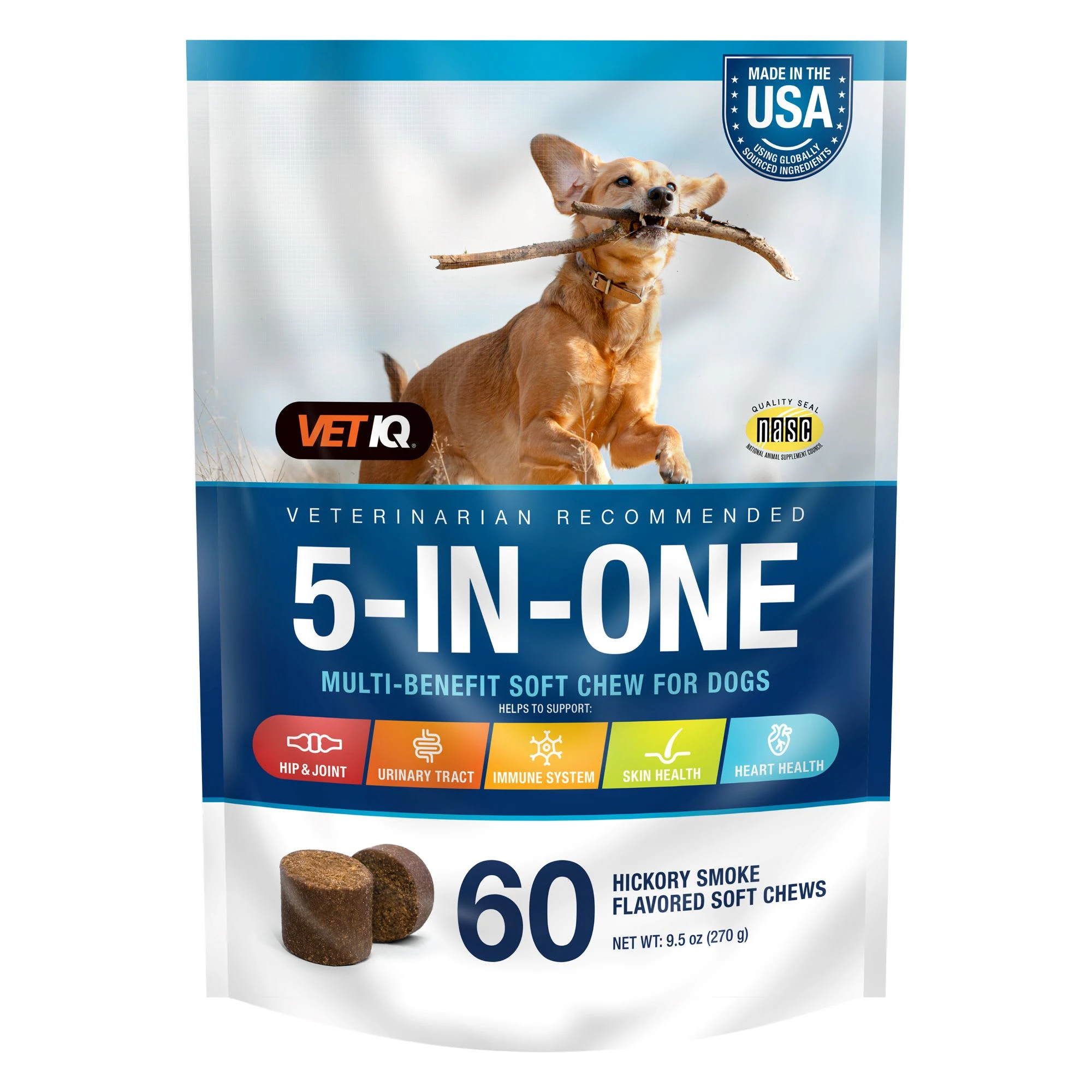 5-In-One Multi-Benefit Dog Soft Chew Treats, 60 Count, 9.5-oz.