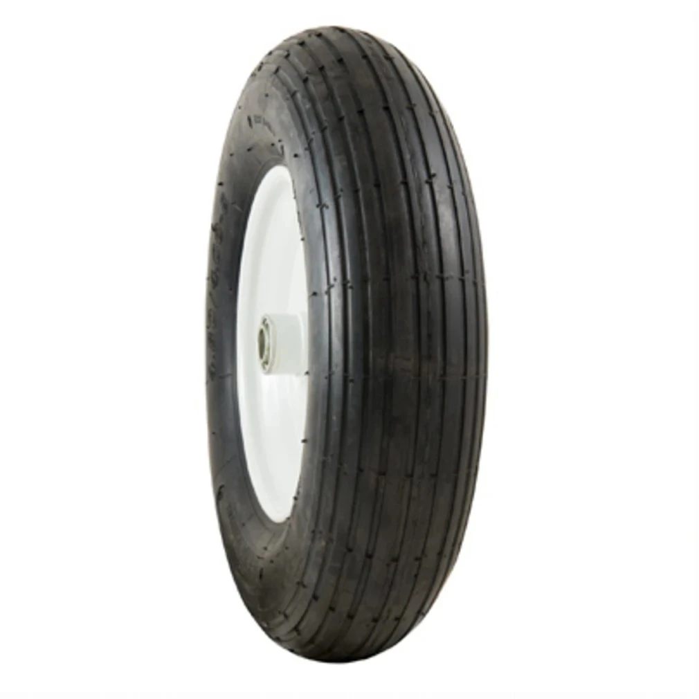 Universal Wheelbarrow Tire and Wheel Assembly, Pneumatic Ribbed Tread, Size 4.80-8