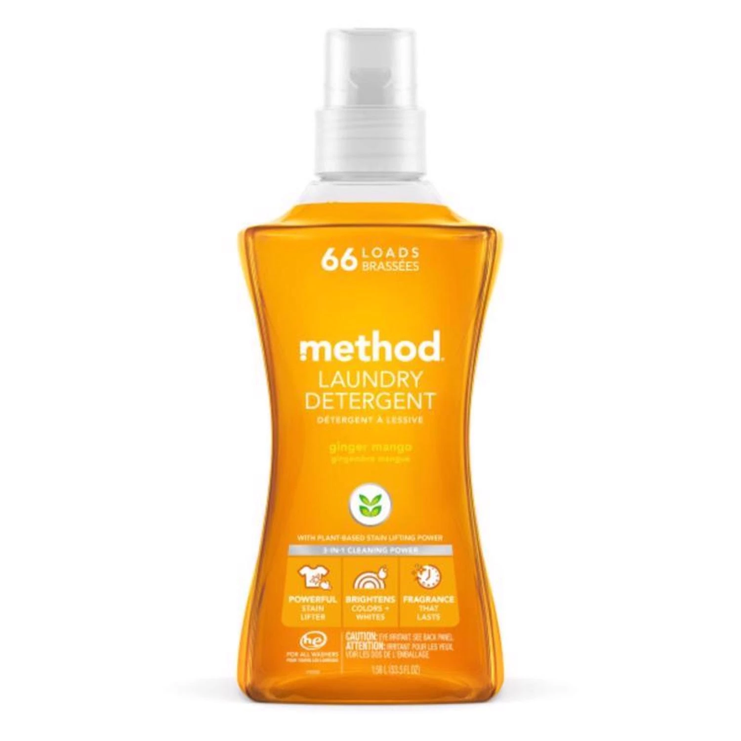 Ginger Mango Scent Laundry Detergent Liquid 53.5 Oz 1 Pk, 66 Loads, Biodegradable