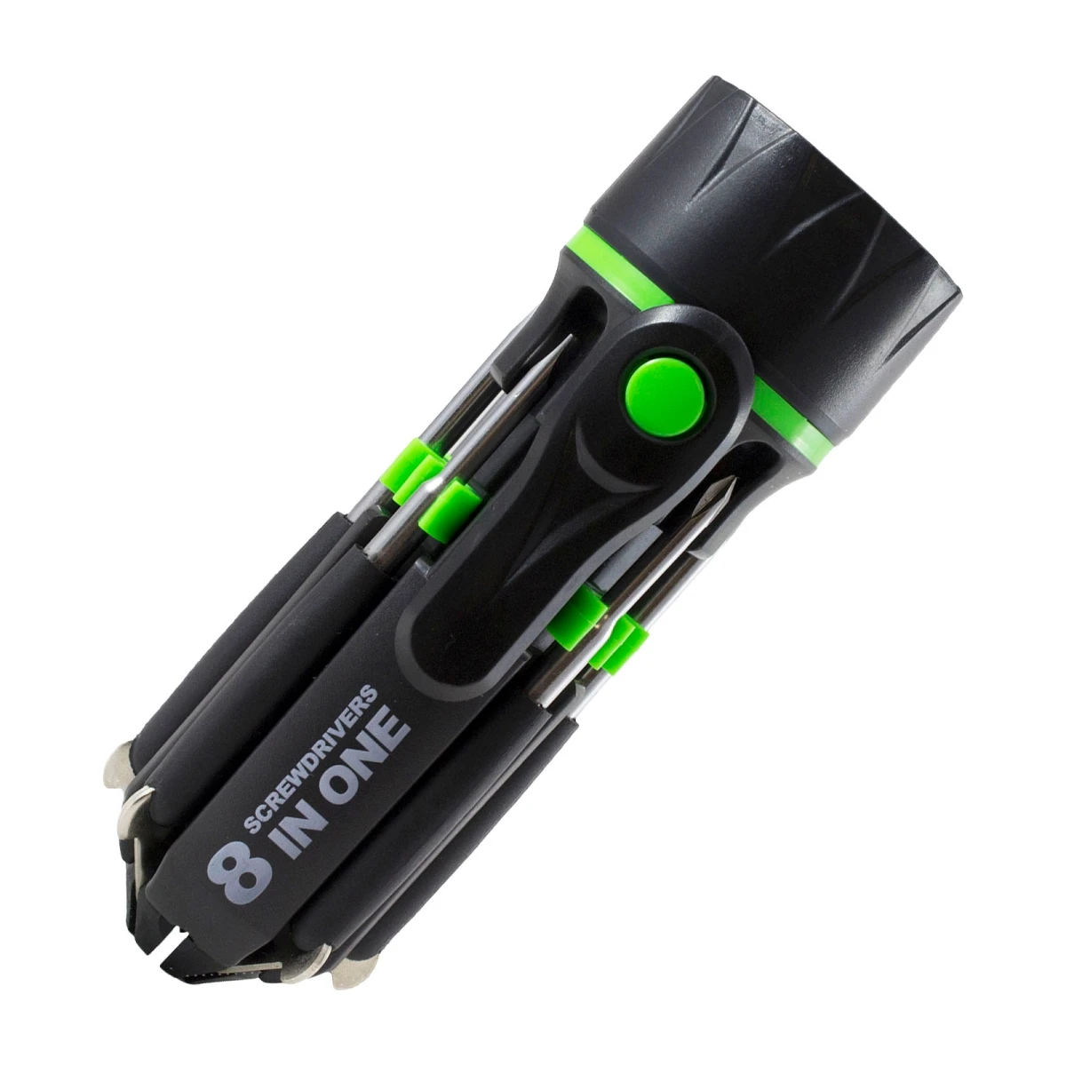 LED Flashlight with 7 Piece Bit Screwdriver Set