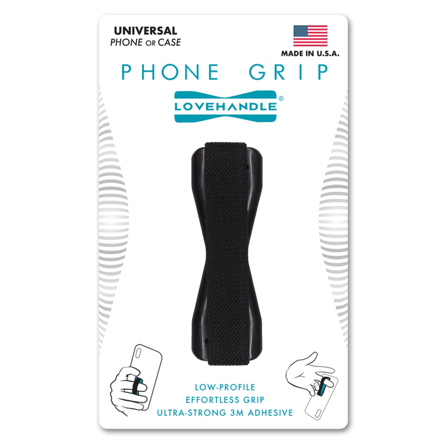 Black Solid Phone Grip For All Mobile Devices - Model L-001-01