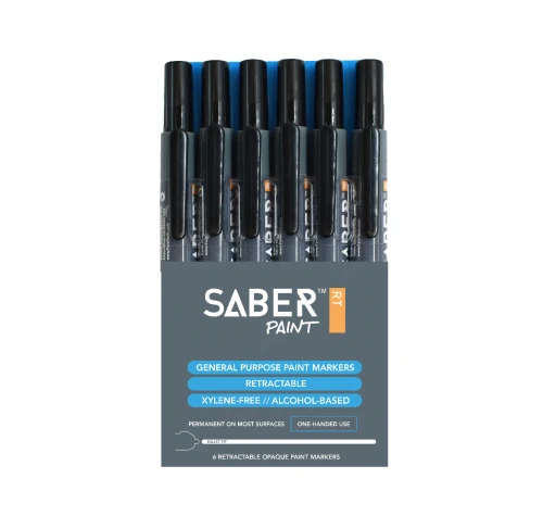Retractable Paint Markers, Black, 6-Pk.